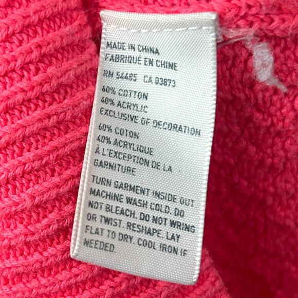 Vtg American Eagle Neon Pink Open Knit Sweater S Crew Neck Y2K 90s Bright Bold - Picture 4 of 5